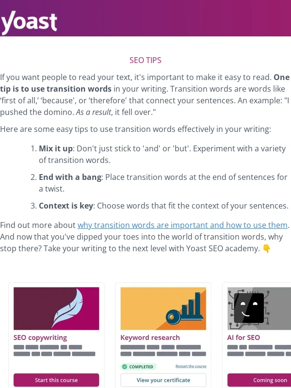 Yoast - Want people to read your content? Try this ➡️