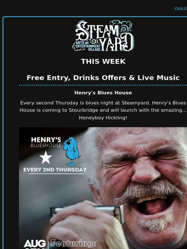 Skiddle - FREE events & Drinks Offers This Week At Steamyard ?