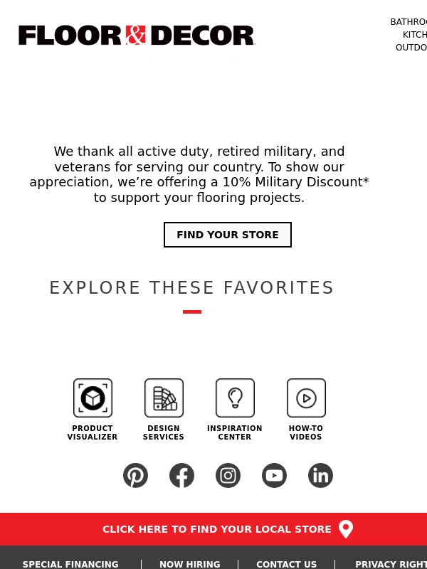 Floor & Decor - Limited-Time 10% Military Discount