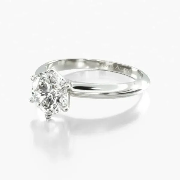 Round Diamond Engagement Ring Knife Edge Solitaire 6-Prong 2.0mm 14K