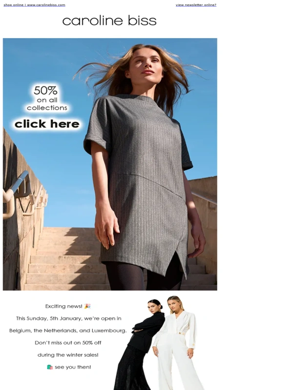 Caroline Biss - Sunday Shopping: -50% on the entire collection! Available online and in-store