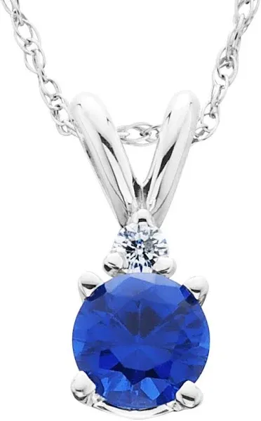 Pompeii3 1/2Ct Synthetic Blue Sapphire Solitaire Pendant in 14K White Gold