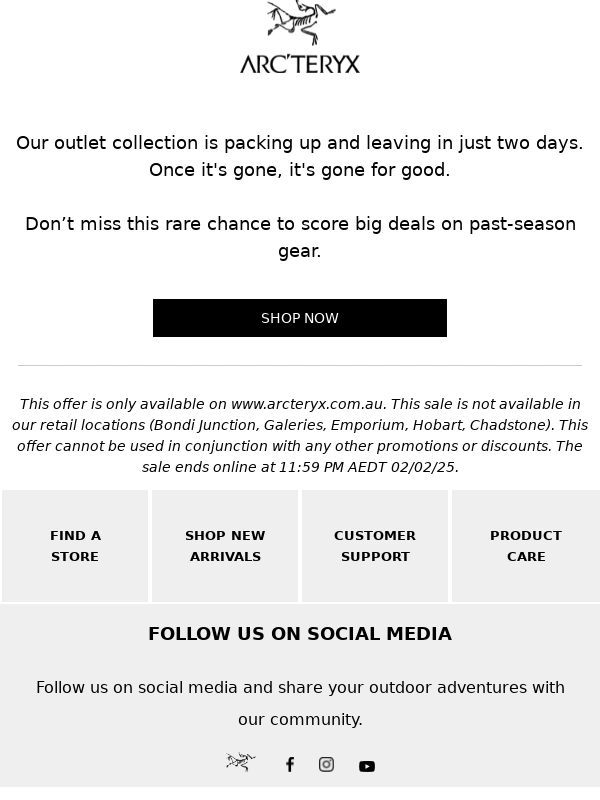 Arc Teryx - Last chance to shop outlet