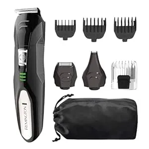Remington All-in-One Grooming Kit, Lithium Powered, 8 Piece Set with Trimmer, Men's Shaver, Clippers, Beard and Stubble Combs, Black
