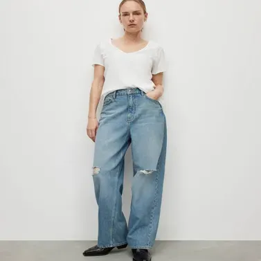 Elli High-Rise Destroyed Wide Leg Jeans