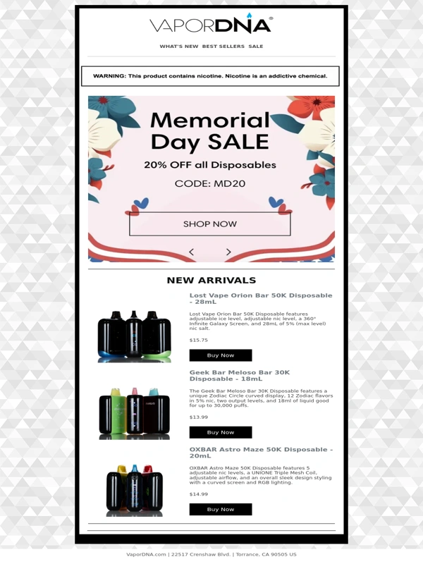 VaporDNA - 20% OFF all disposables!