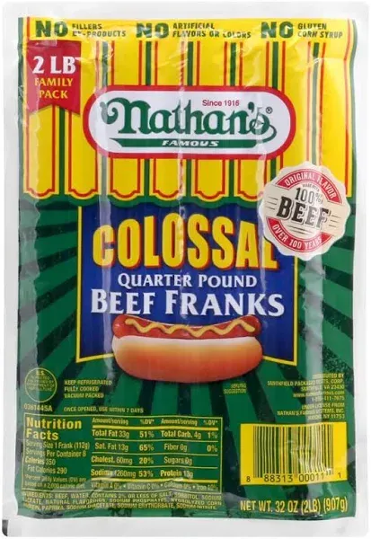 Nathan's Colosal Quarter Pound Beef Franks