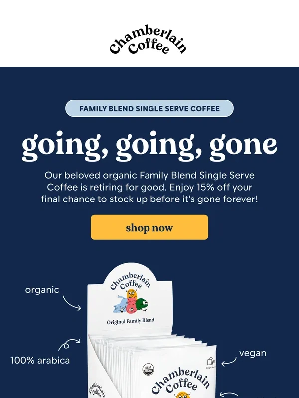 Emma Chamberlain - 15% off family blend single serve