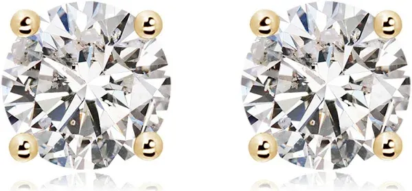 Angara Carats Basket-Set Solitaire Diamond Stud Earrings in 18K Gold