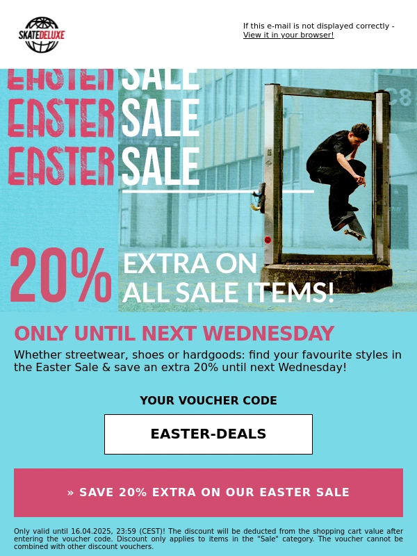 Skatedeluxe - 20 % extra discount & skatewear for the new season ?