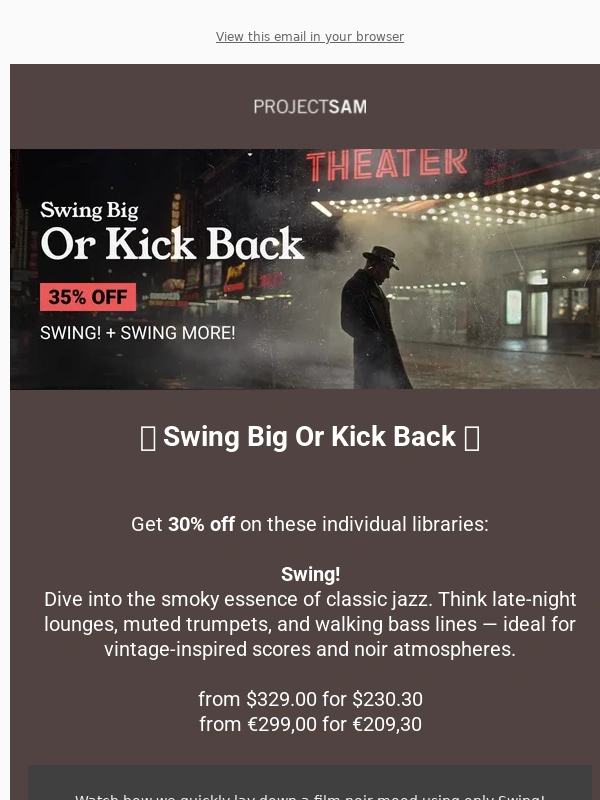 Projectsam - ? Swing Big Or Kick Back – 30% off on individual libraries ?