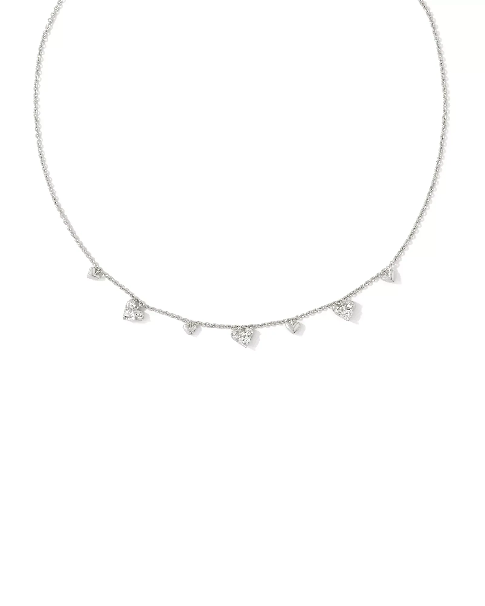 Kendra Scott Haven Silver Heart Crystal Choker Necklace