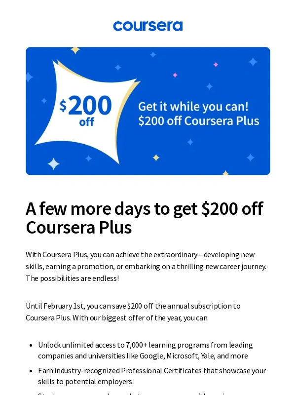 Coursera - Ends soon ⏰ Get 50% off Coursera Plus today!