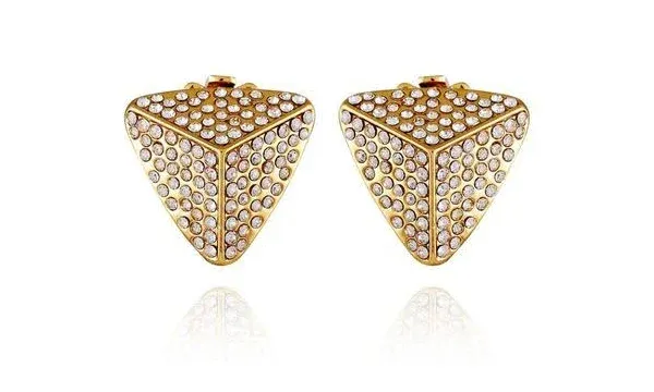 Tahari Women's Pyramid Glass Stone Clip-On Stud Earrings