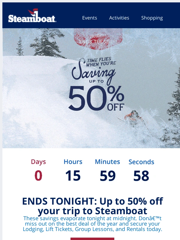 Steamboat Springs - ENDS TONIGHT: Up to 50% Off Sale