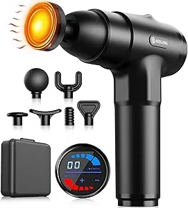 AERLANG Massage Gun with Heat Deep Tissue Back Massager Neck Massager for Pain Relief,Muscle Percussion Massage Gun, Birthday Gifts for Man Women Dad him Handheld Message Gun with 7Heads&Silent