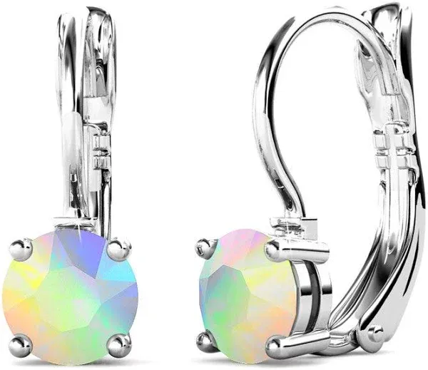 Cate & Chloe Lyric 18K White Gold Plated Swarovski Crystal Drop Earrings