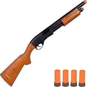 Sunny Days Entertainment - Pump Action Blaster, Realistic Sounds, Ejecting Play Shells, Kids, Wood Grain