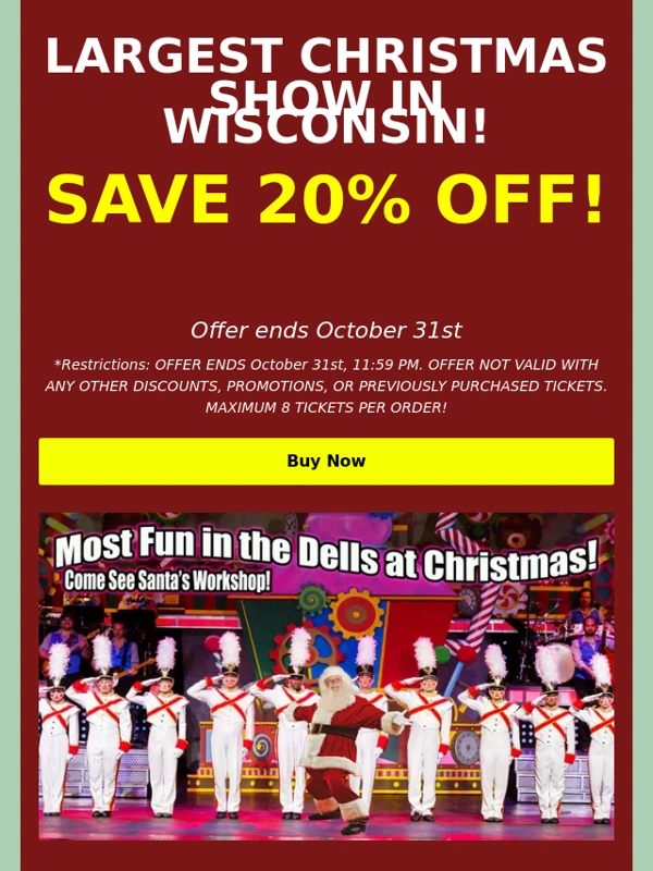 Wisconsin Dells - 20% OFF @ Christmas in the Dells Dinner Show! ✨?