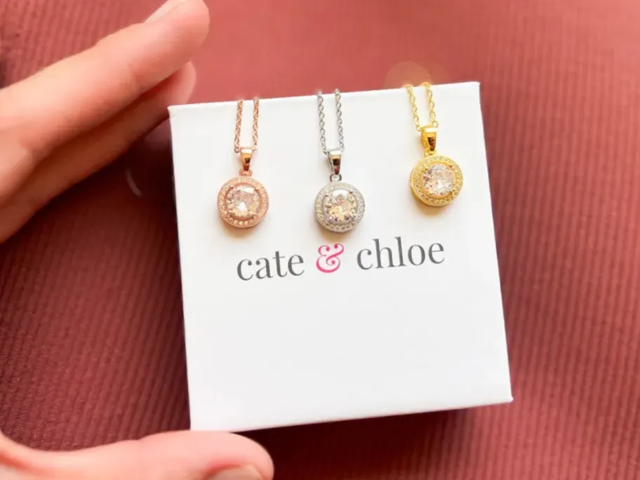 Cate & Chloe Blake 18K White Gold Plated Pendant Necklace