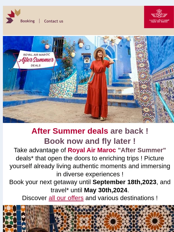 Royal Air Maroc - ?'After Summer' deals are LIVE