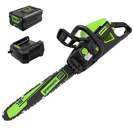 Greenworks 60V 18" Cordless Brushless Chainsaw w/ 5.0Ah Battery & Rapid Charger