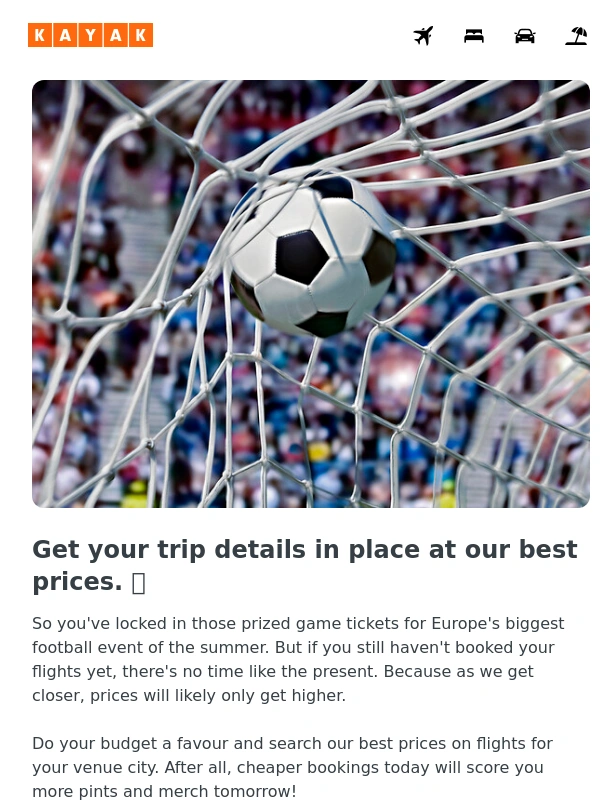 Kayak - Are you in on the summer's football action?