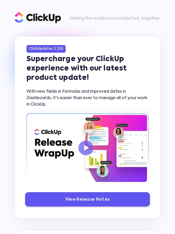 ClickUp - New formula fields,improved dates in Dashboards,and more