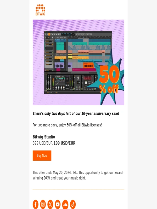 Bitwig - Two More Days of 50% Off