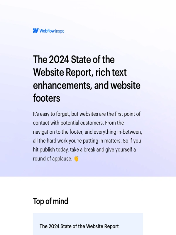 Webflow - The 2024 State of the Website Report,rich text enhancements,and website footers ?