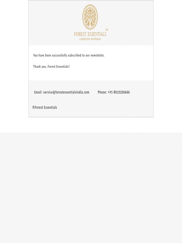 Forest Essentials - Newsletter subscription success