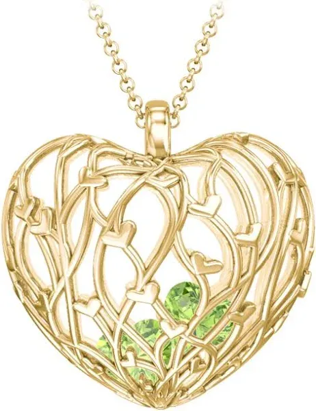 Gold Organic Caged Hearts Pendant