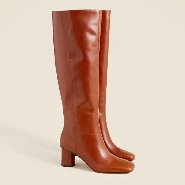 J.Crew Knee-High Round-Heel Boots in Leather