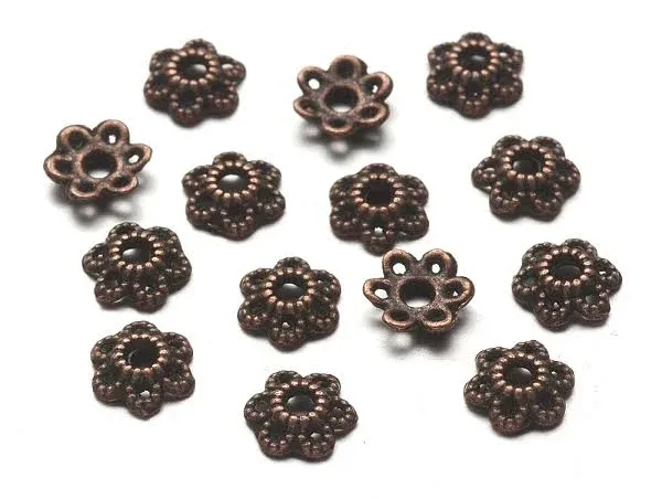 6-Petal Tibetan Style Hollow Flower Bead Caps