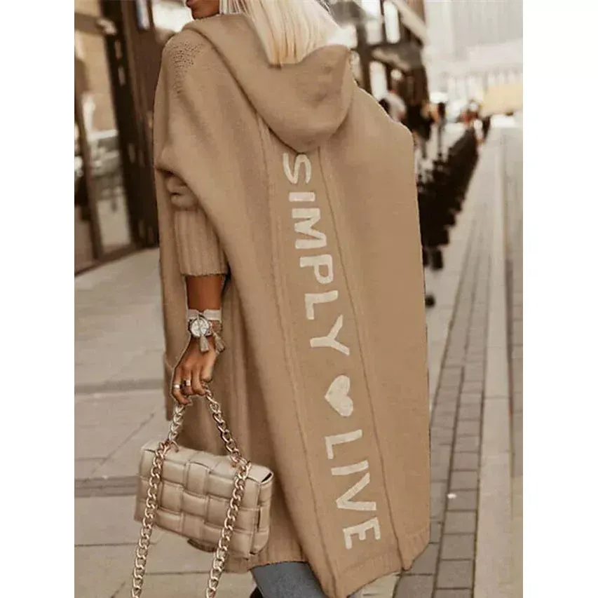 DailySale Women's Cardigan Knitted Letter Personalized Stylish Casual Long Sleeve