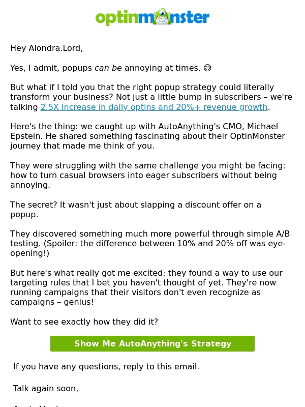 OptinMonster - 20% vs 10% discount - which converts better? ?