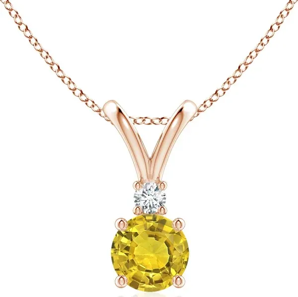 Round Solitaire V-Bale Pendant with Diamond