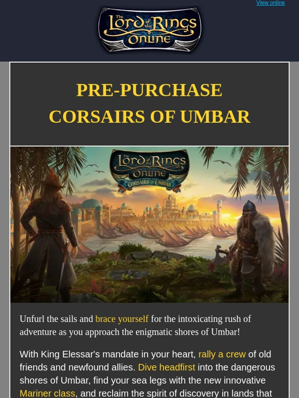 Lotro - Pre-Purchase Corsairs of Umbar Today