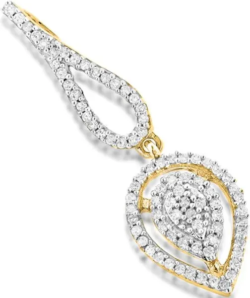 14K Yellow Gold Teardrop Diamond Pendant