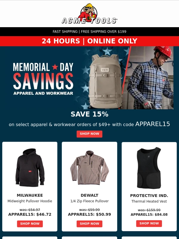 Acme Tools - Memorial Day Savings Continue!