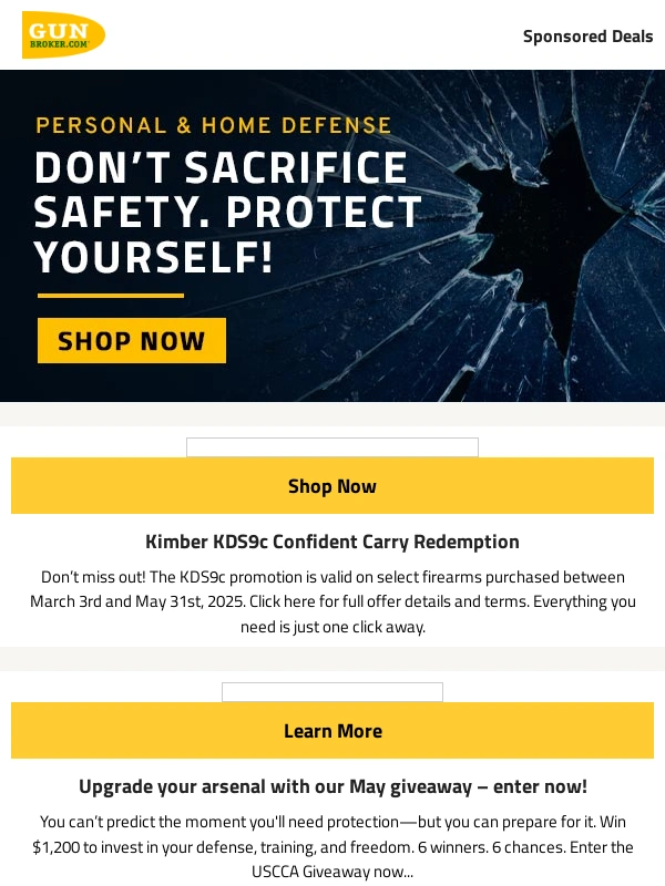 GunBroker - Protect Yourself! Kimber's KDS9c Promo,USCCA Giveaway,& S&W New 2.0 Bodyguard