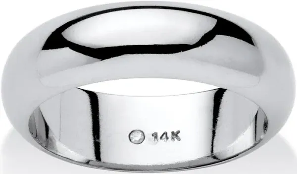 14k White Gold Ultra-Lightweight Nano Diamond Resin Filled Wedding Band Sizes 6-12 Women's Palmbeach Jewelry