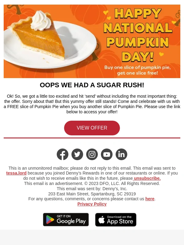 Dennys - Oops! Here's your offer