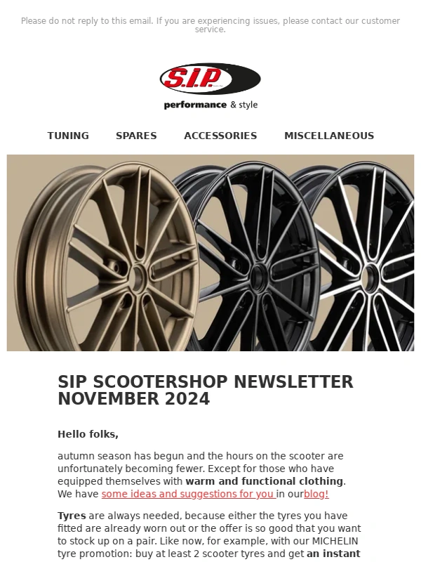 Sip Scootershop - SIP Scootershop Newsletter November 2024