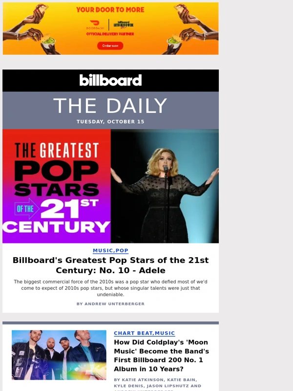 DoorDash - Billboard's Greatest Pop Stars of the 21st Century: No. 10 - Adele