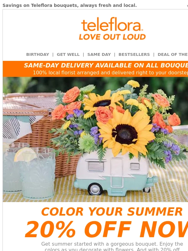 Teleflora - Radiant Summer Flowers ?20% Off Now