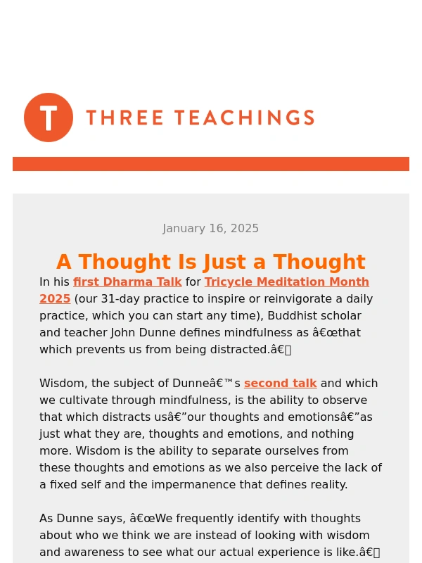 Tricycle - Three Teachings: Recognizing Thoughts