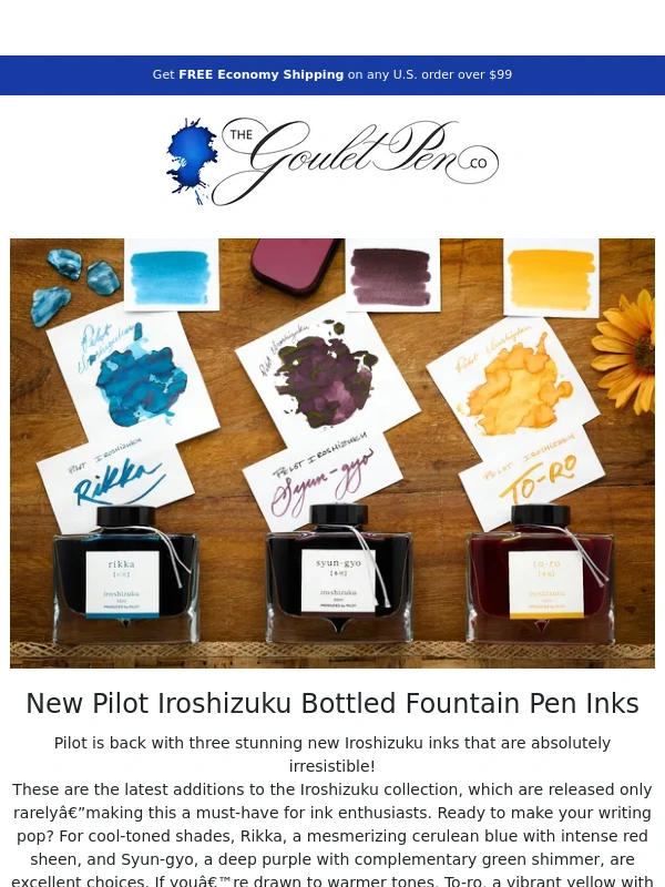 Goulet Pens - Rare and Radiant: Explore 3 Beautiful New Pilot Iroshizuku Inks! ?
