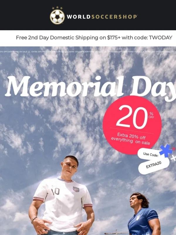 World Soccer Shop - ? Psst...everything on sale is an extra 20% off right now!