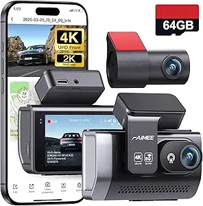 FAIMME 4K+2K Dual Recording Dash Cam with GPS, IPS Screen and Video Streaming $99